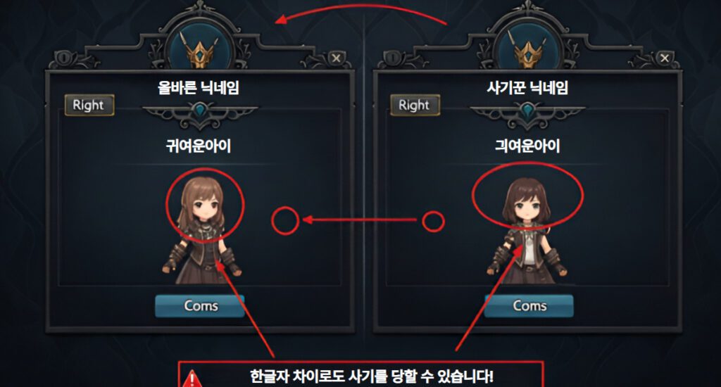 게임 내 유사 닉네임 사진