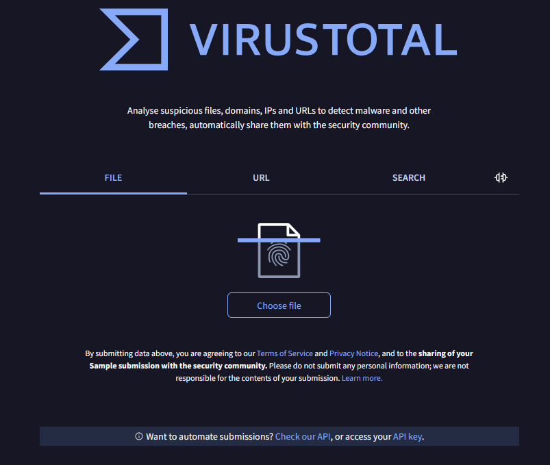 VirusTotal 웹사이트